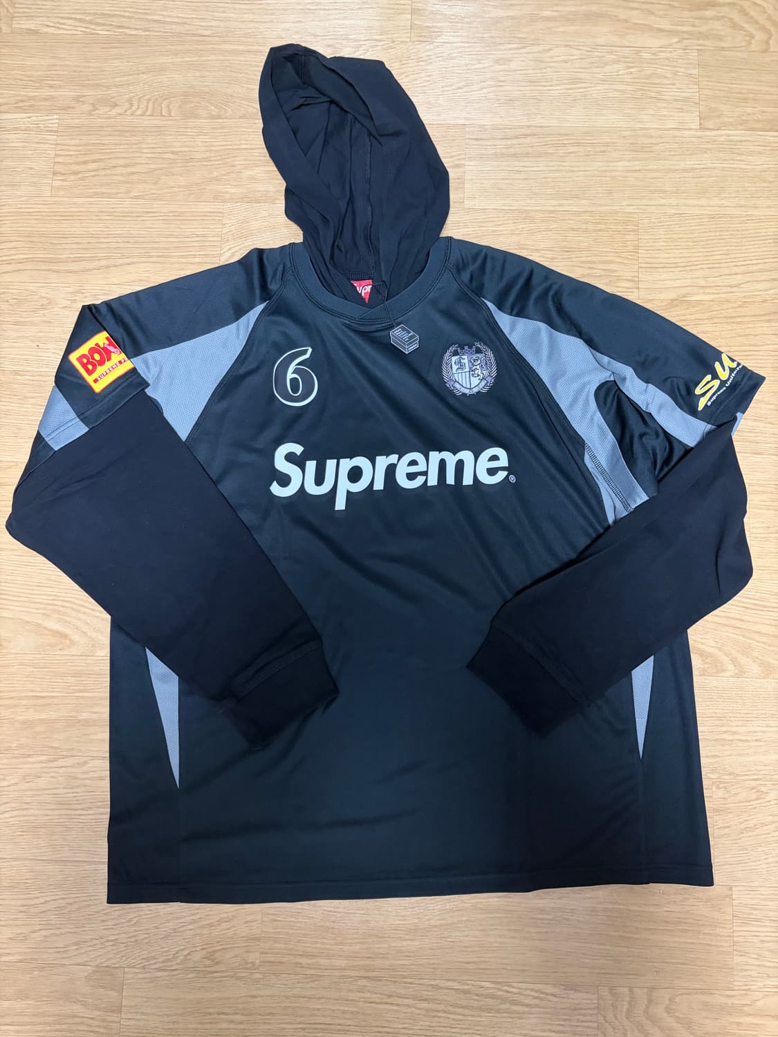 슈프림 후드 사커 저지 블랙 xl사이즈 새상품 상품이미지1