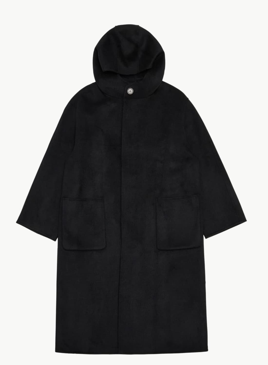 아모멘토 후드 롱코트 블랙 상품이미지1