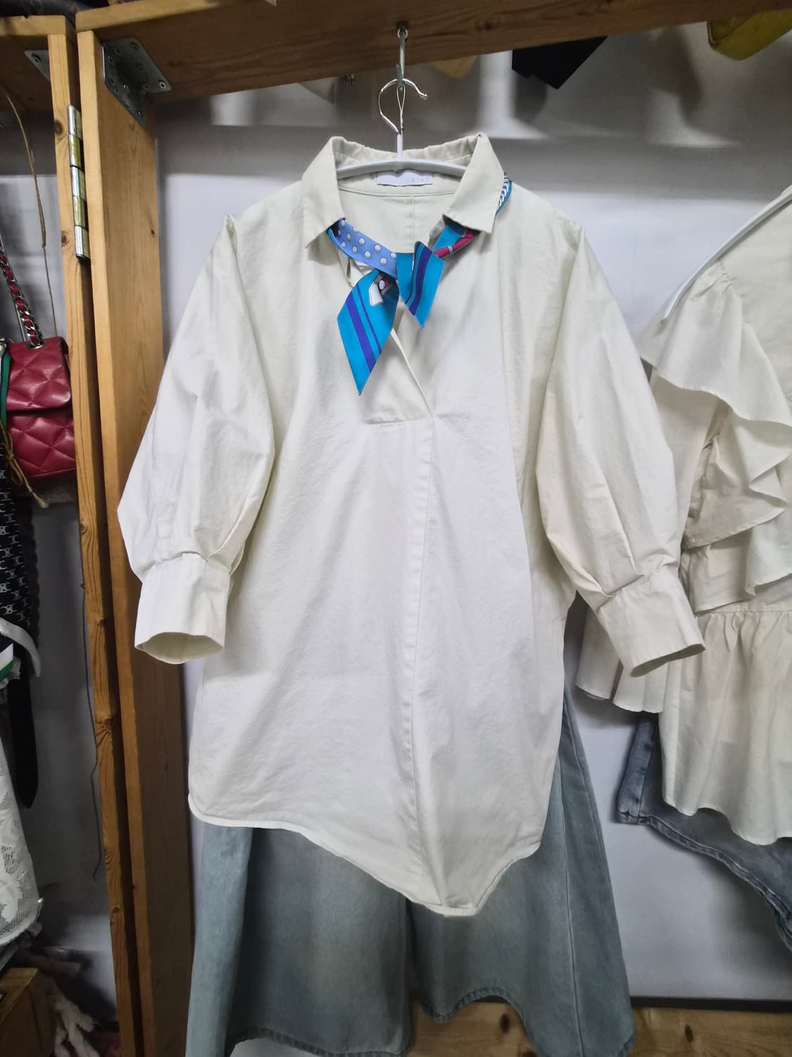 jmine 벌룬박시셔츠. 사이드 핀턱 입체 버뮤다 데님팬츠 상품이미지2