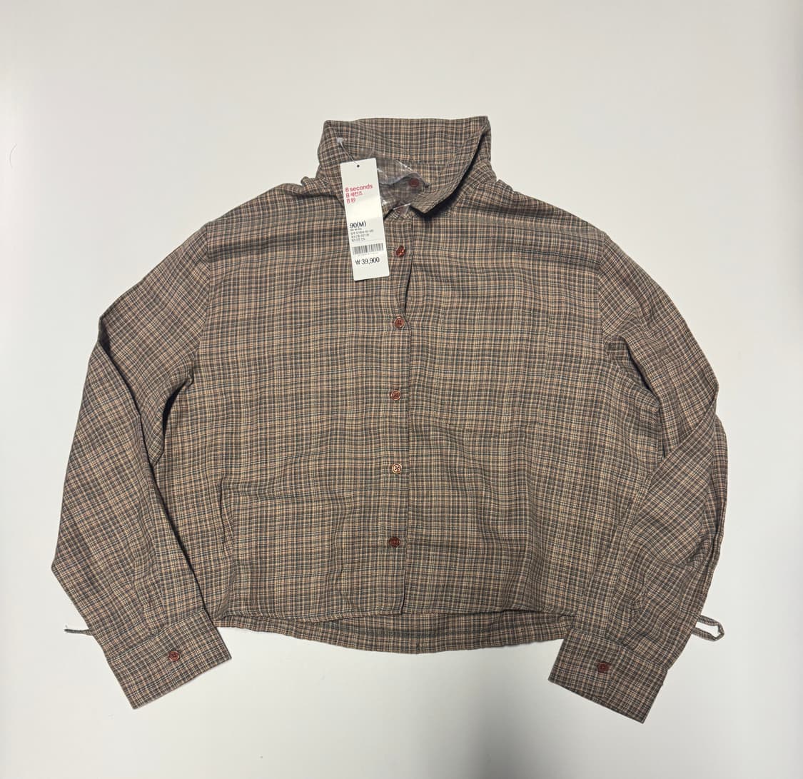 <새상품> 여성 에잇세컨즈 체크 블라우스 크롭 셔츠 상품이미지1