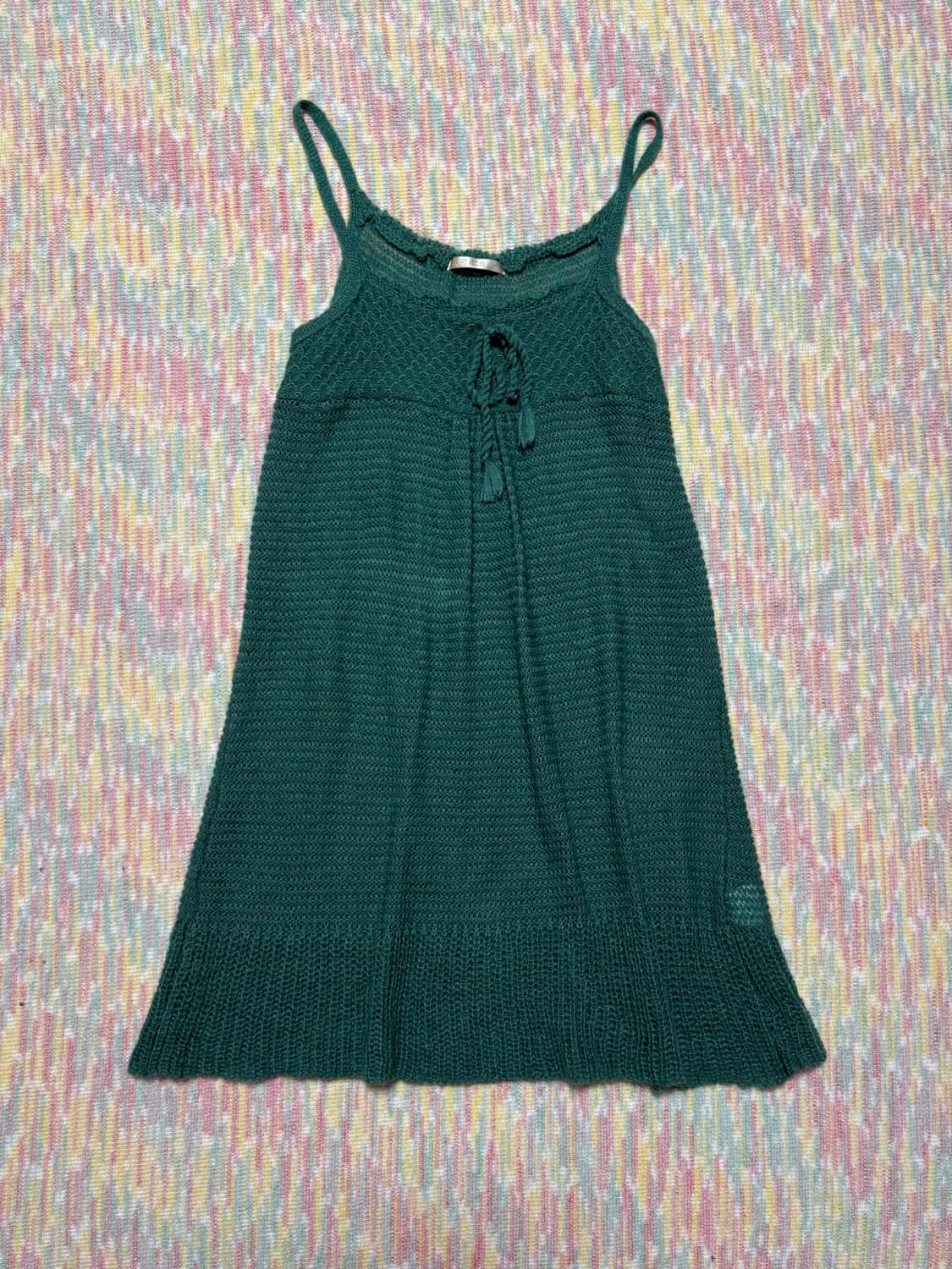 그린 니트 나시 원피스 상품이미지1