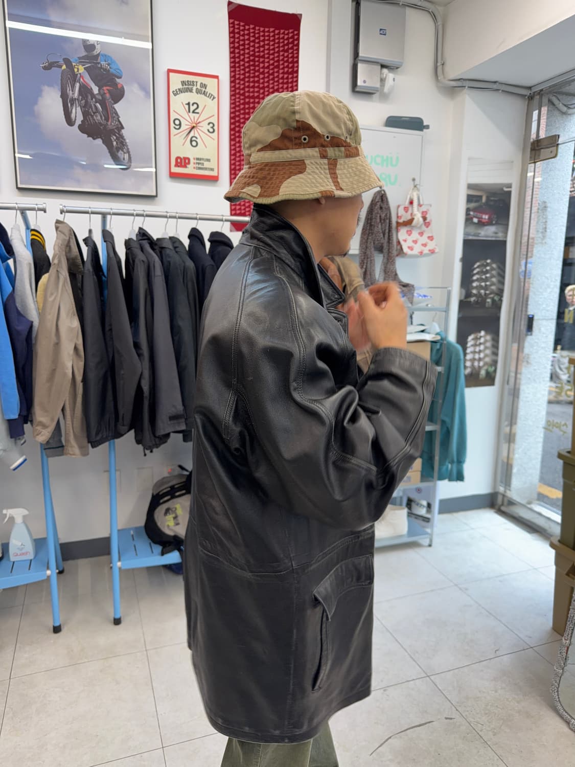 Vtg leather car coat 상품이미지4