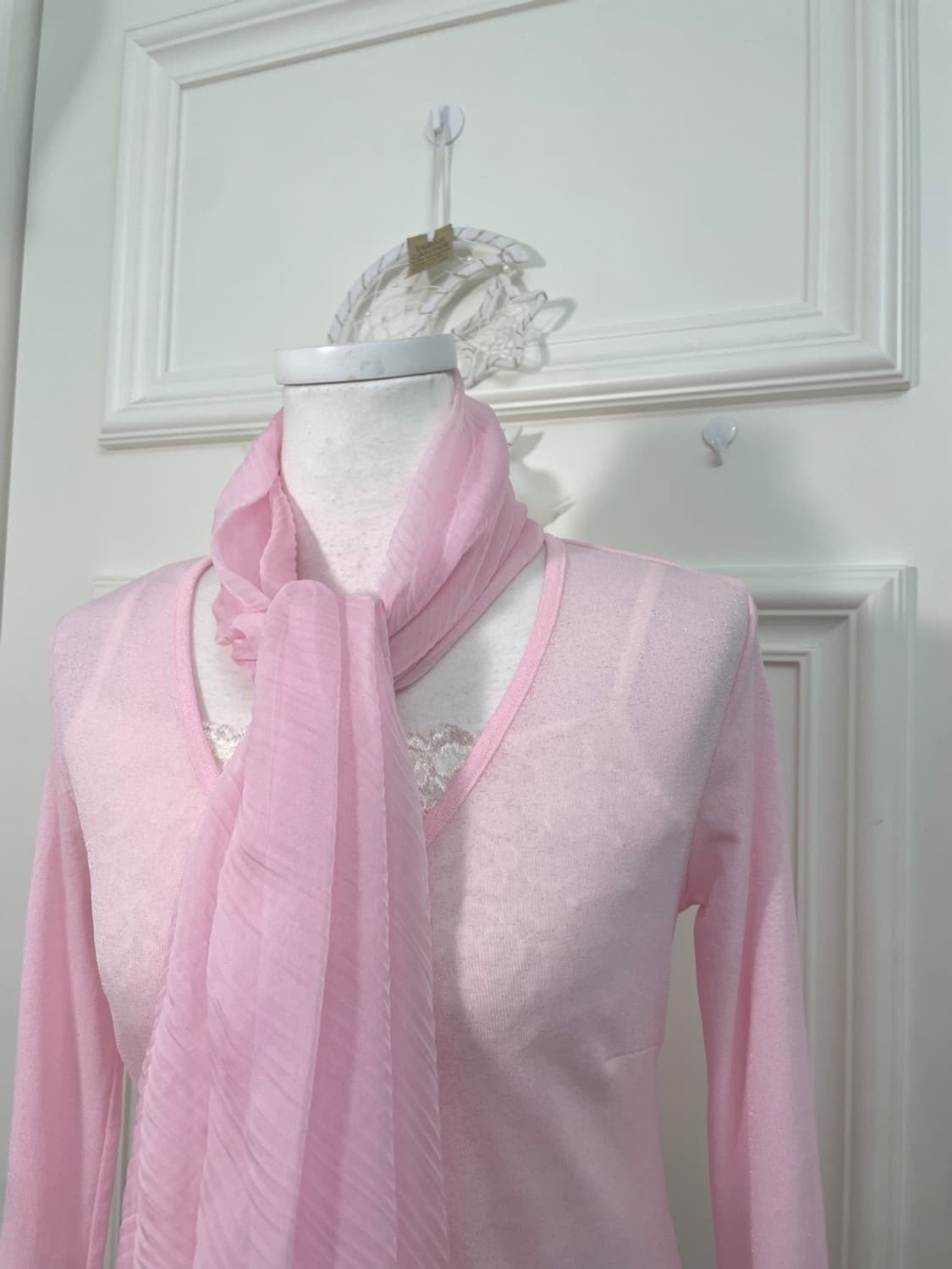 pink crease chiffon basic scarf 상품이미지4