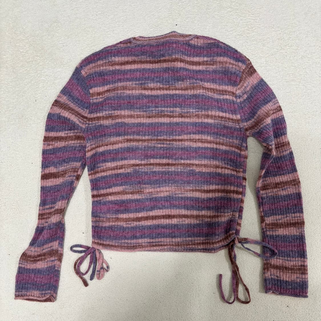 M 에잇세컨즈 퍼플 스트라이프 셔링 리본 타이 울니트 티셔츠 1210-1 상품이미지2