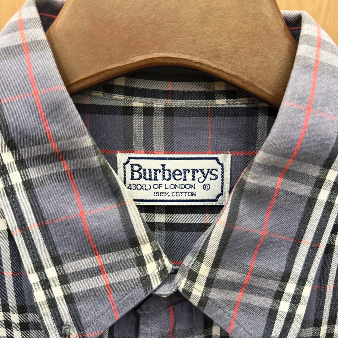 버버리 런던 코튼 긴팔 셔츠 로고 자수 타탄 체크 디테일 라이트 퍼플 상품이미지7