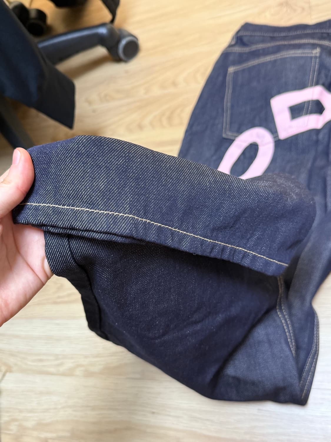 ODOR Logo drop denim in pink 상품이미지4