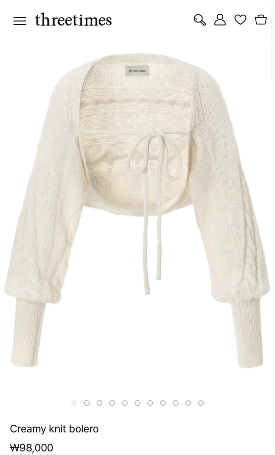 쓰리타임즈 threetimes 크리미 니트 볼레로 상품이미지1