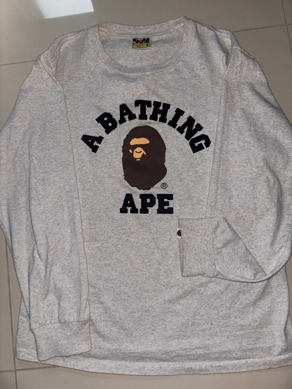 베이프 컬리지 롱슬리브 티셔츠 그레이 M 상품이미지1