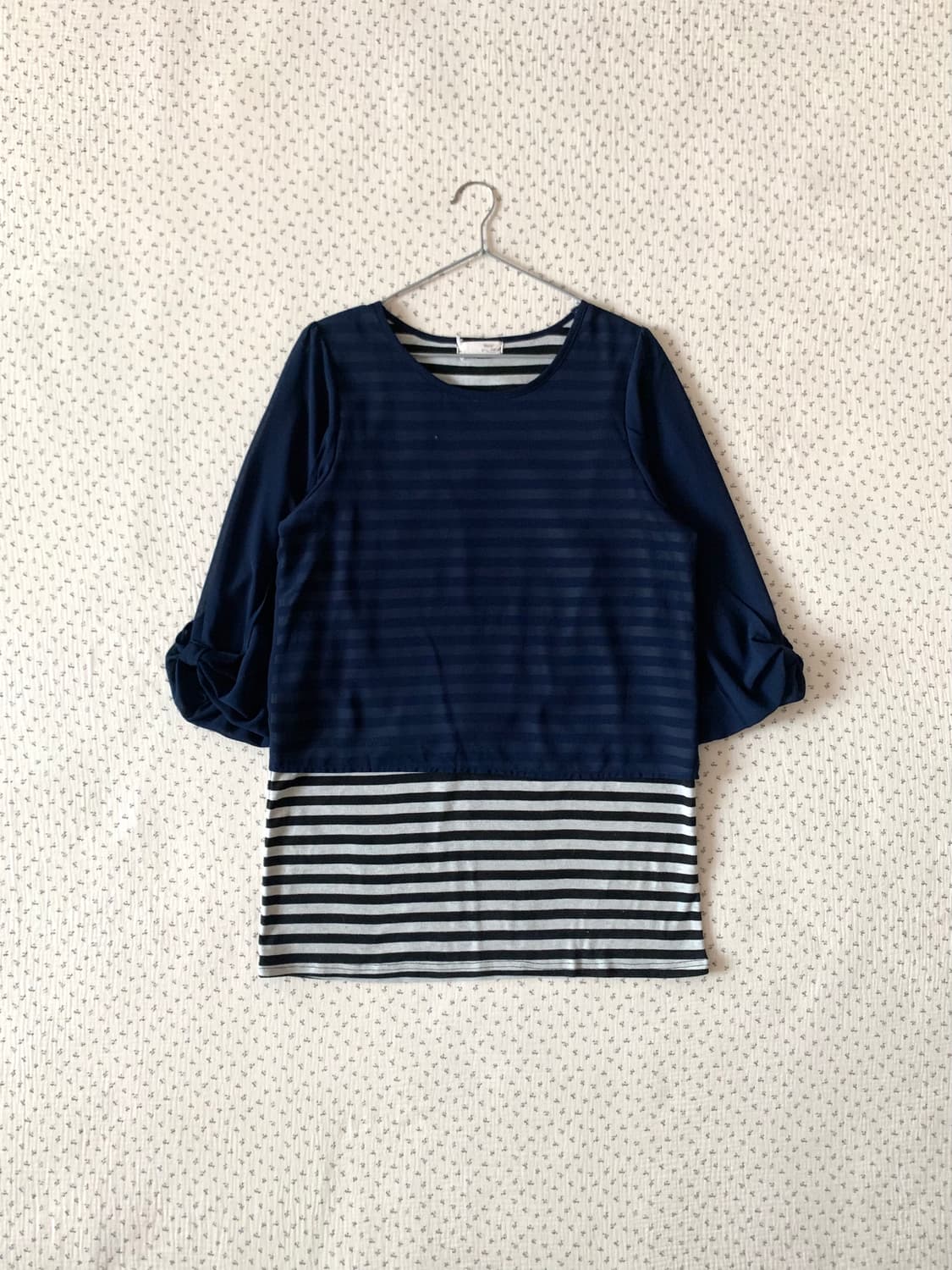 네이비 스트라이프 레이어드 튜닉 상품이미지1