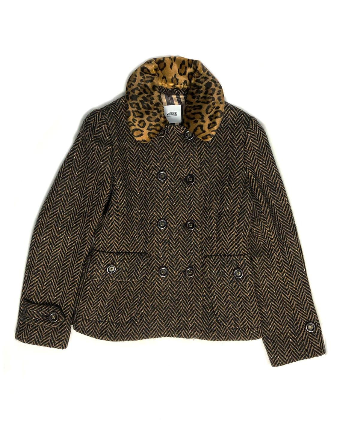 MOSCHINO 더블버튼 헤링본 반코트 (카라 탈부착 가능) 상품이미지1