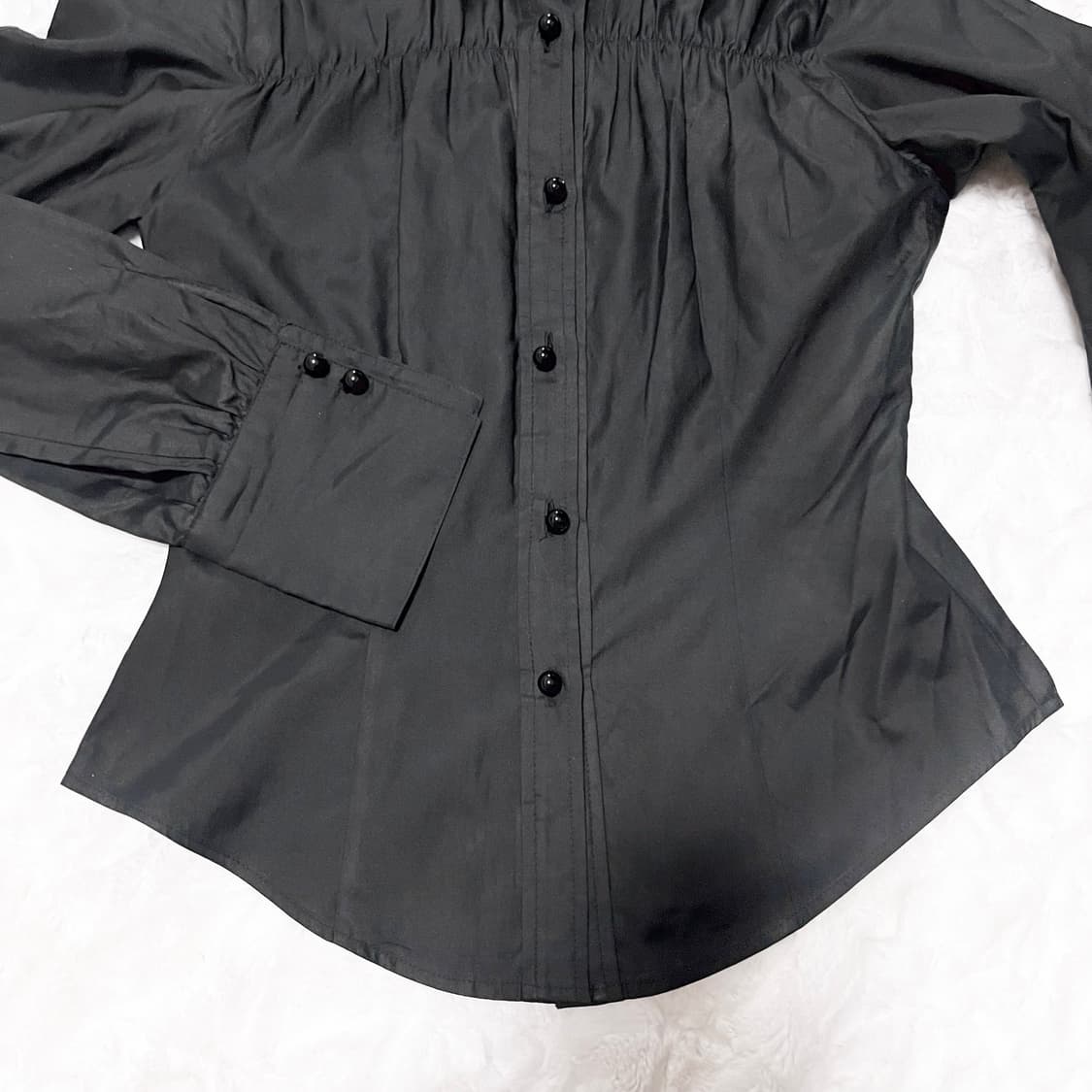 빈티지 고스 카라 블랙 셔츠 블라우스 상품이미지3