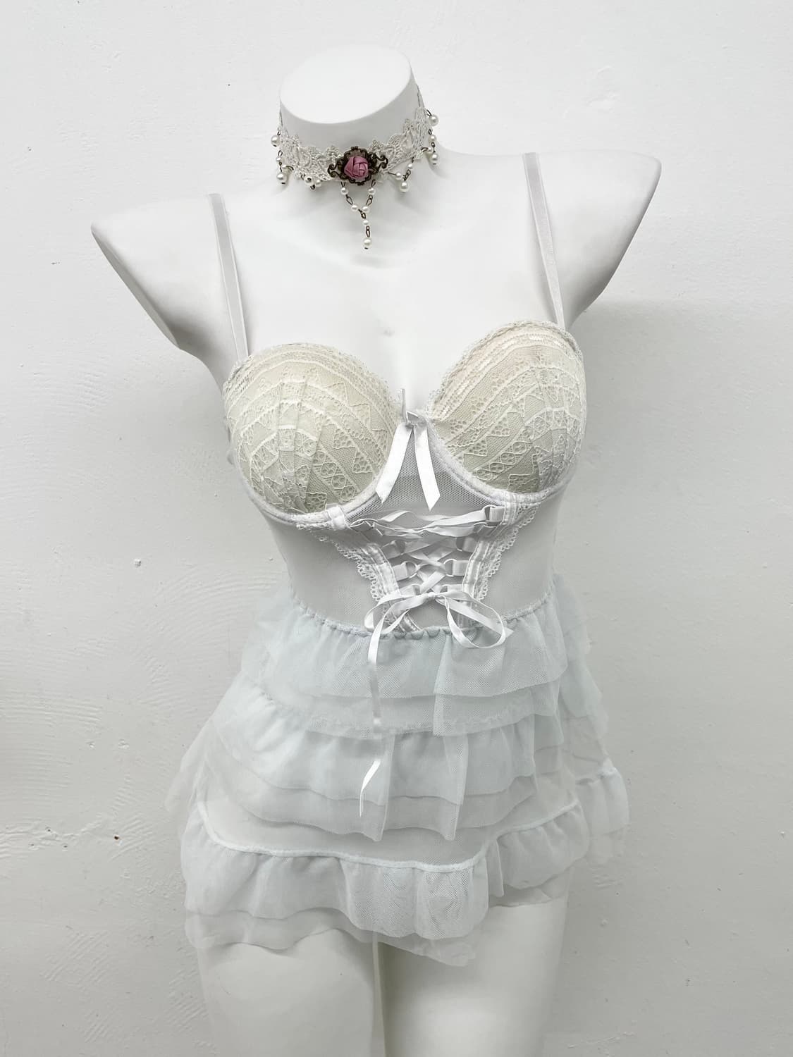 화이트 엔젤 시어 프릴 코르셋 상품이미지1