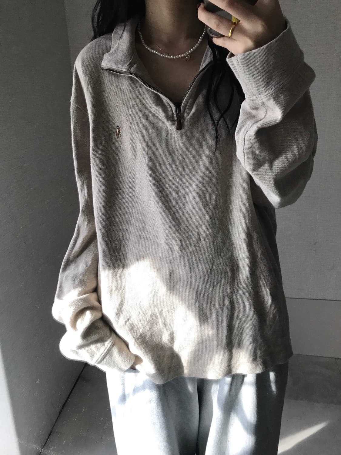 폴로 오트밀 오버핏 반집업 상품이미지3