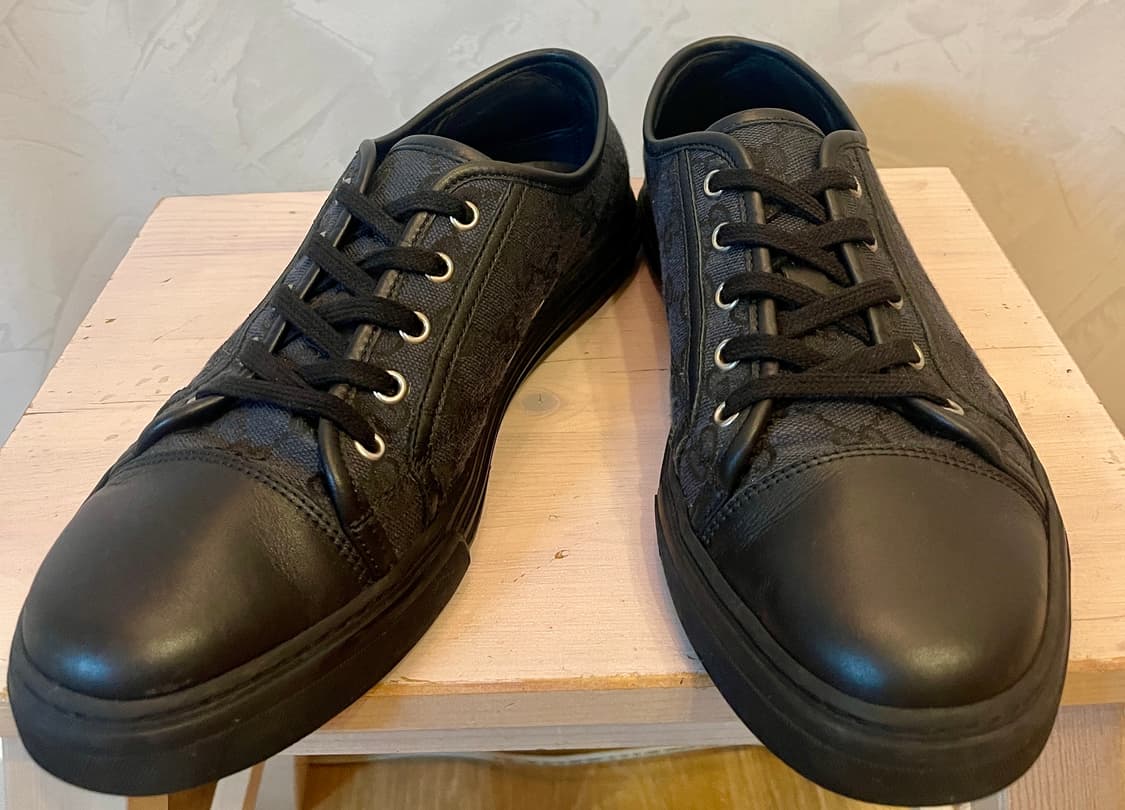 구찌 GUCCI/GG 캔버스 가죽 블랙 로우탑 스니커즈 7.5 상품이미지3