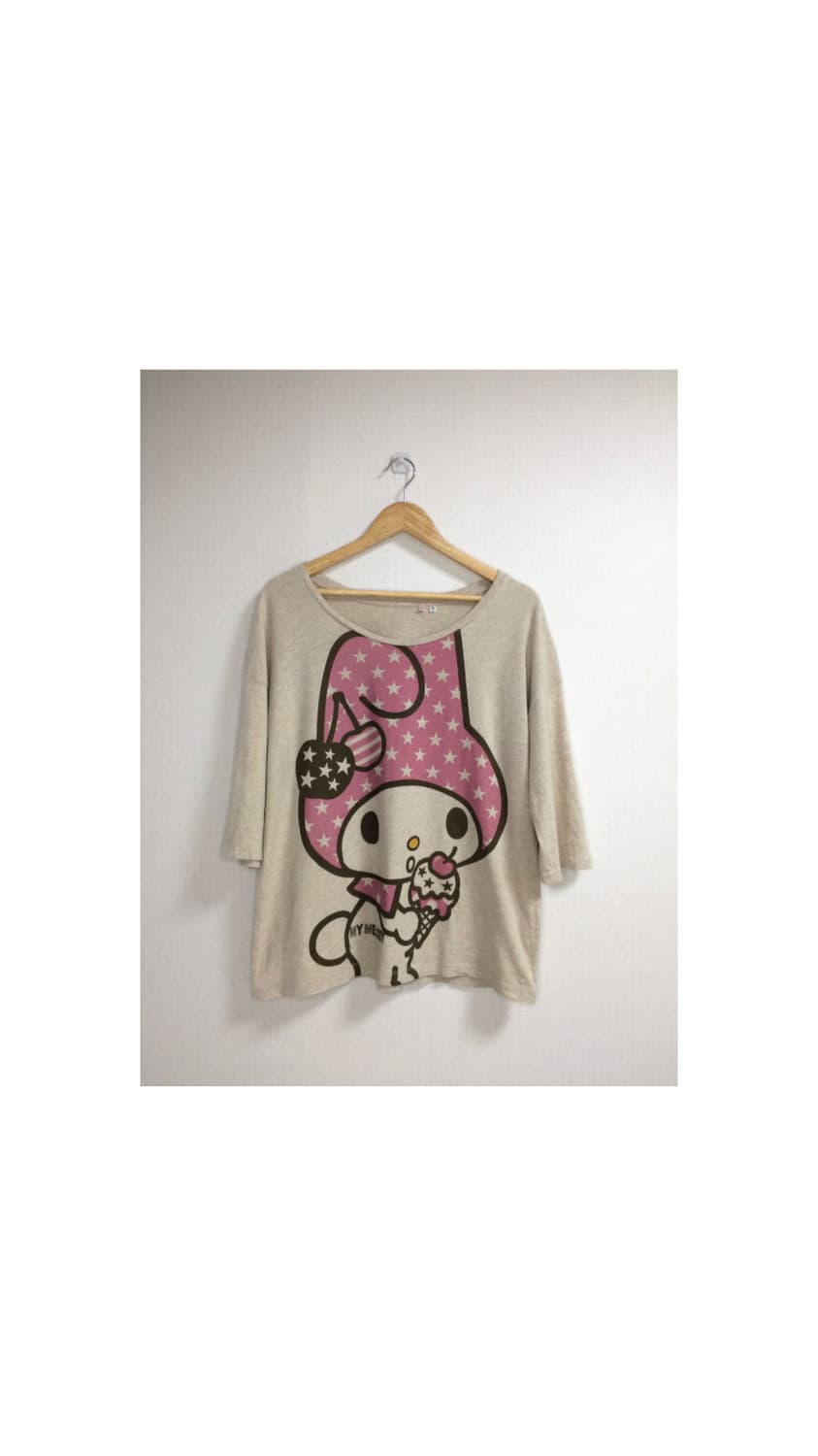마이멜로디 x 유니클로 빅 프린트 7부 소매 티셔츠 상품이미지1