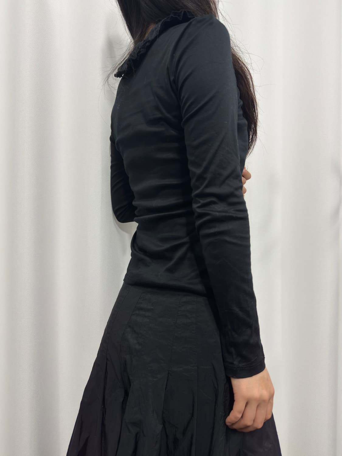 michael klein lace shirring top 상품이미지3