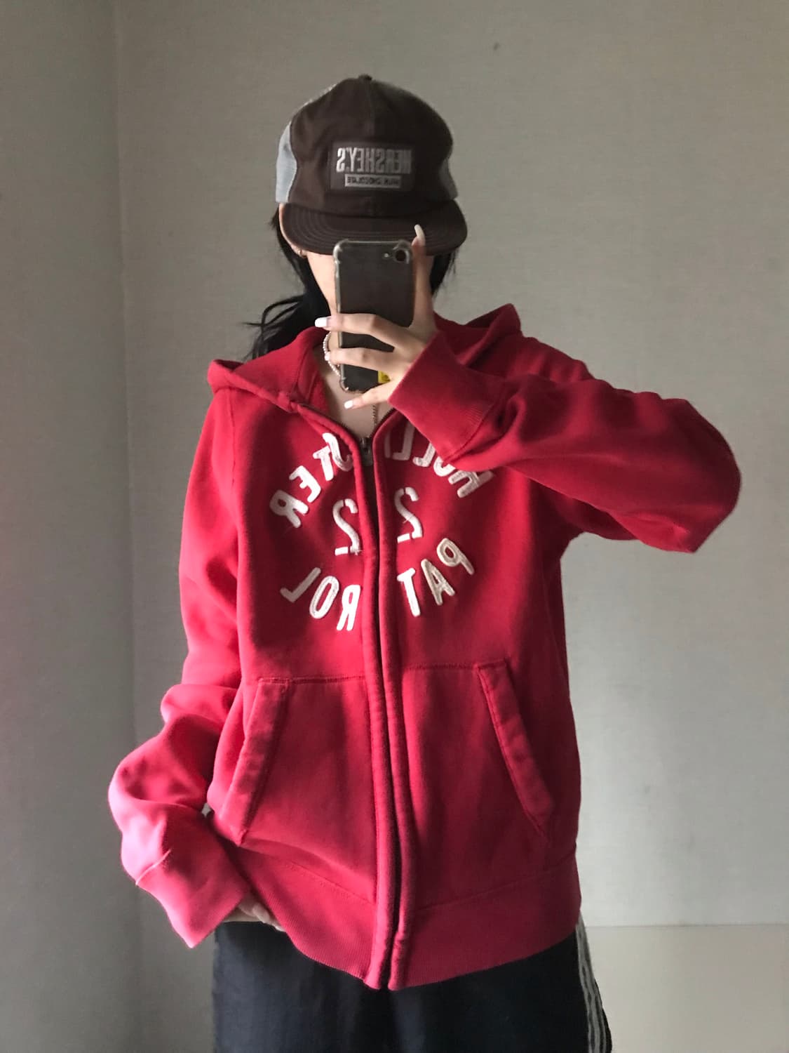 홀리스터 레드 오버핏 후드집업 상품이미지1