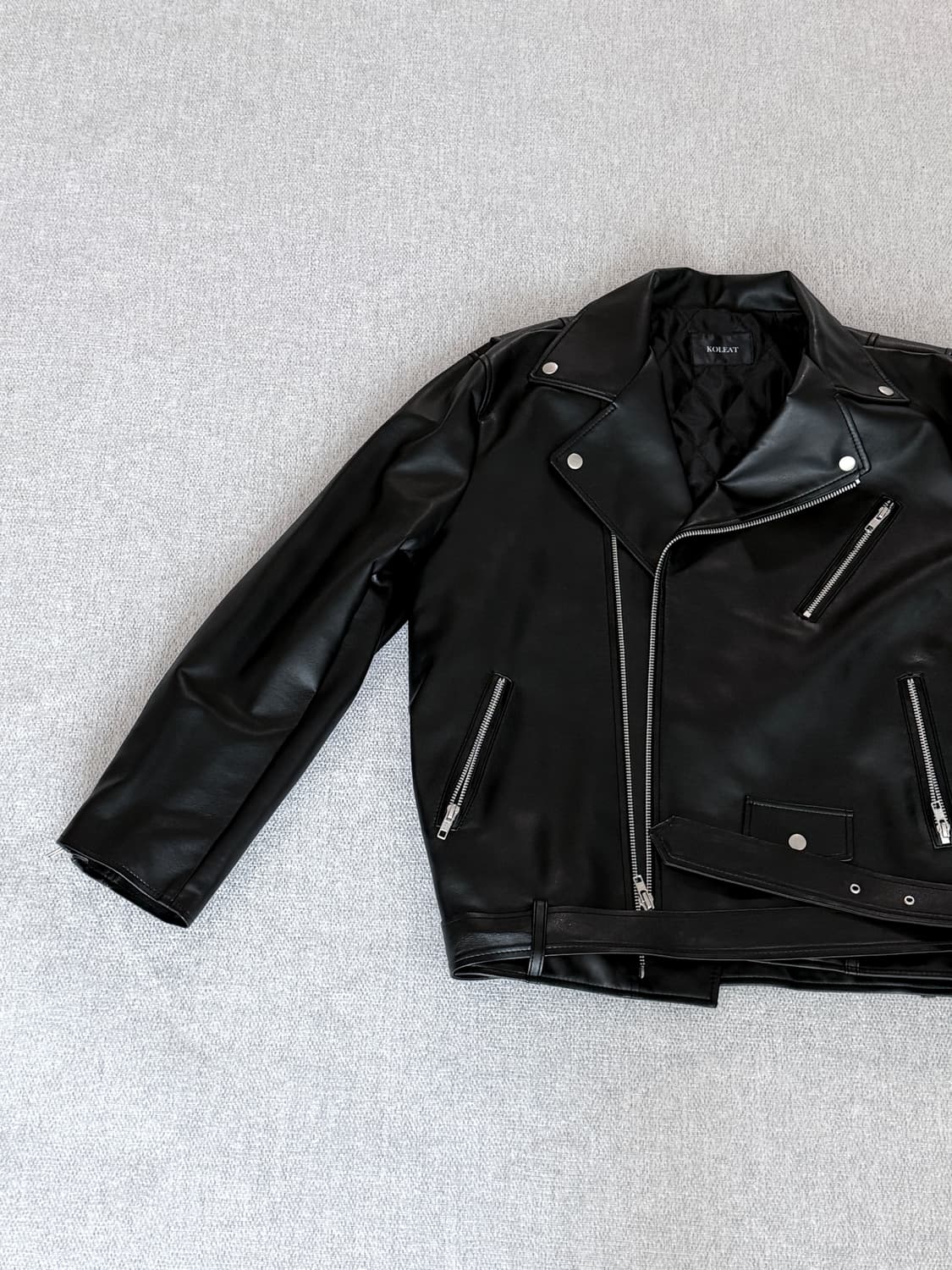 콜릿 MEN 오버핏 마일드레더 라이더자켓 [벨트탈부착] 상품이미지2