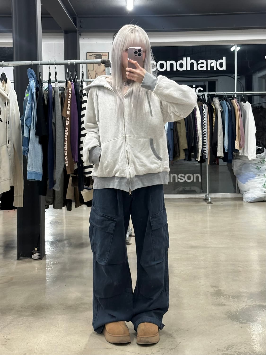 베이프 화이트 자수로고 카모 풀집업 상품이미지2