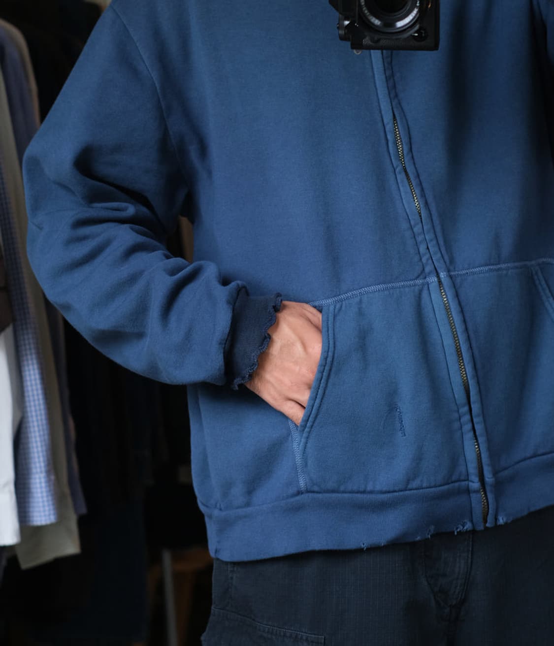 [4] 아프레쎄 26ss 빈티지 후드 집업 네이비 상품이미지2