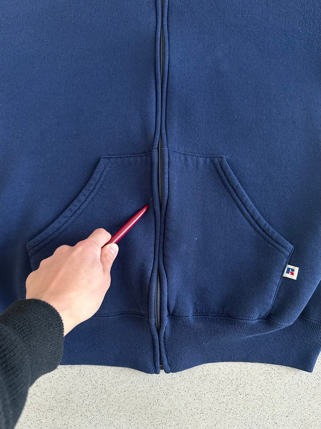 90s 빈티지 러셀 후드집업 네이비 L USA 상품이미지6