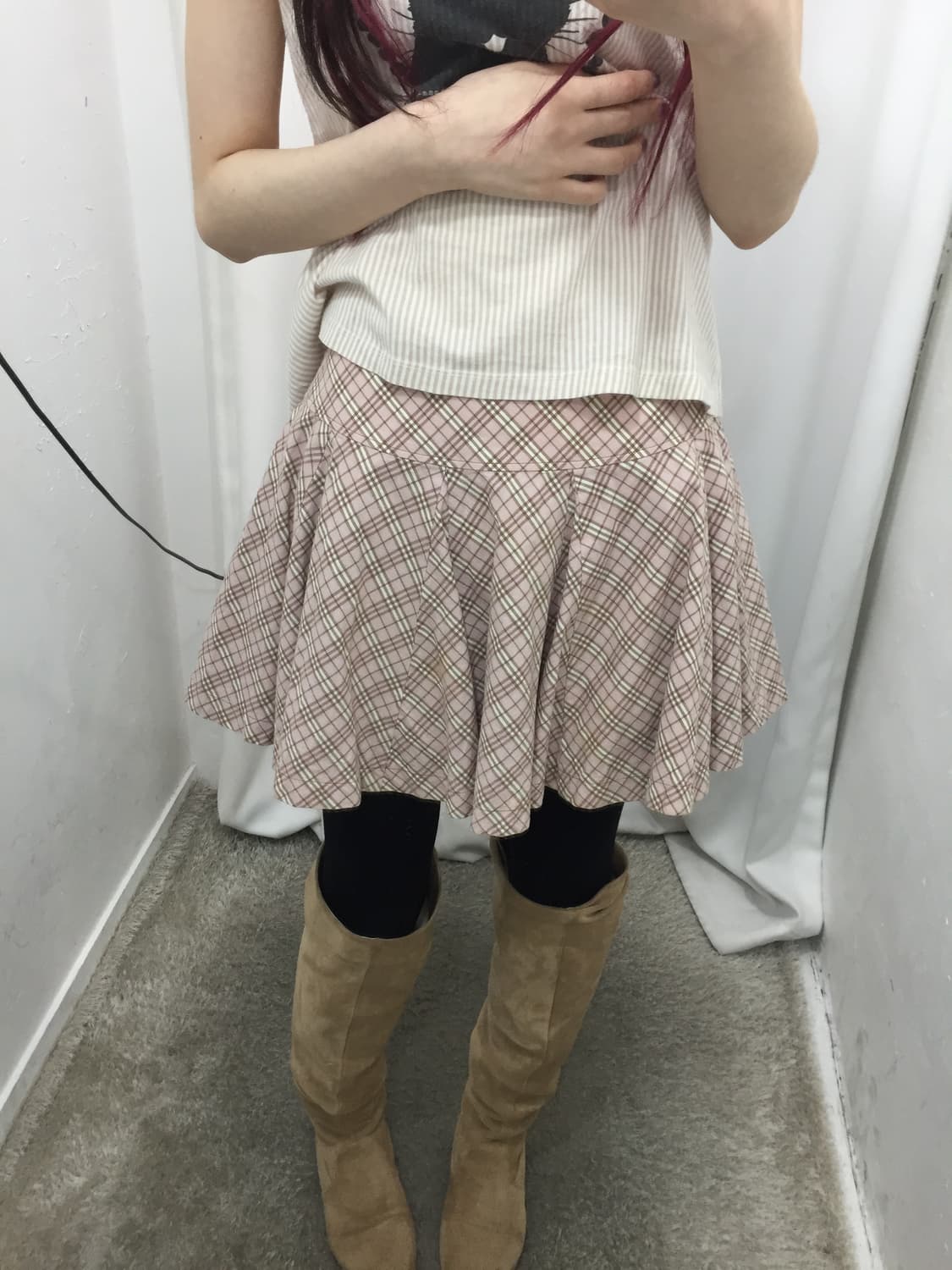 버버리 블루 라벨 핑크 체크 플리츠 스커트 🩷 상품이미지4