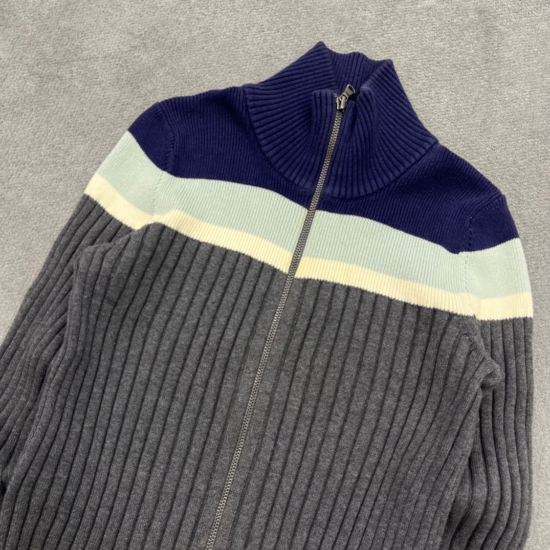 S 에디바우어 투웨이 배색 니트집업자켓 상품이미지2