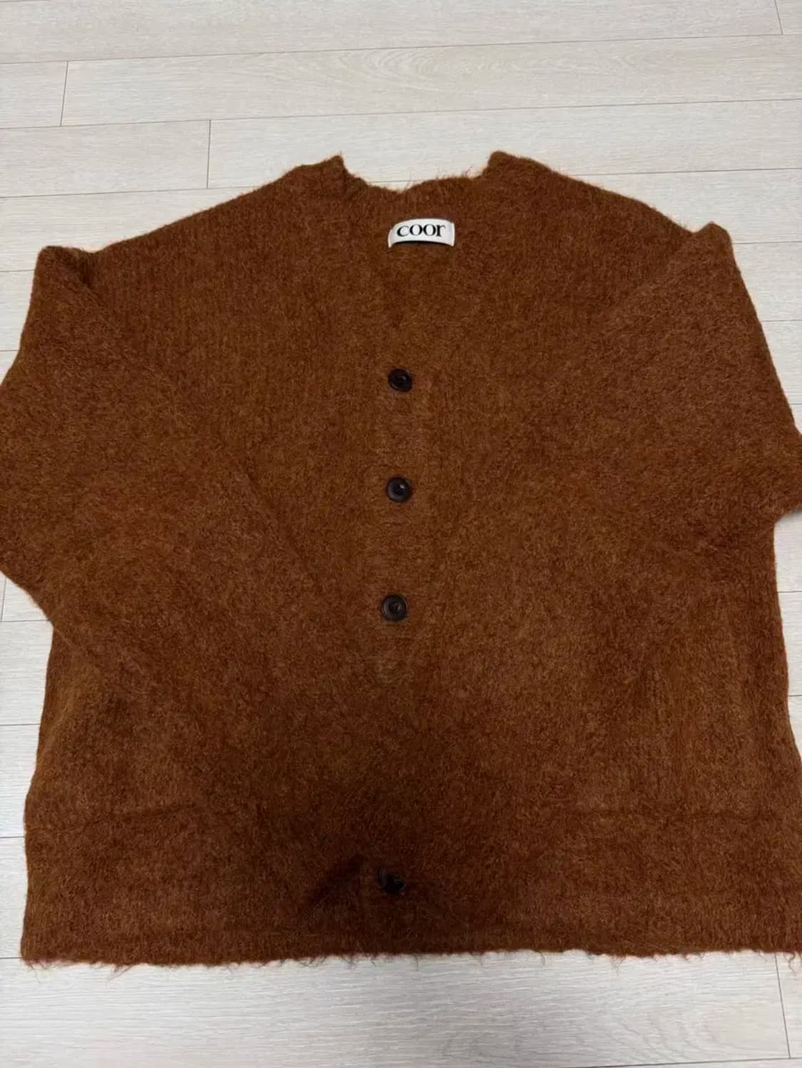 헤어리 소프트 알파카 가디건 (브릭멜란지) 상품이미지1