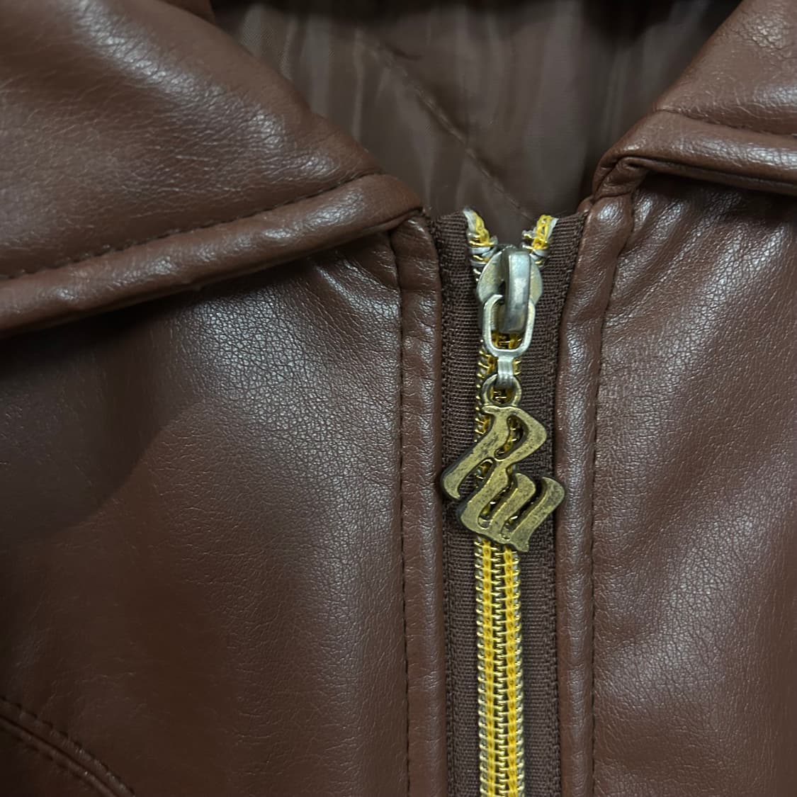 (XL~XXL) 로카웨어 브라운 레더 봄버자켓  상품이미지6