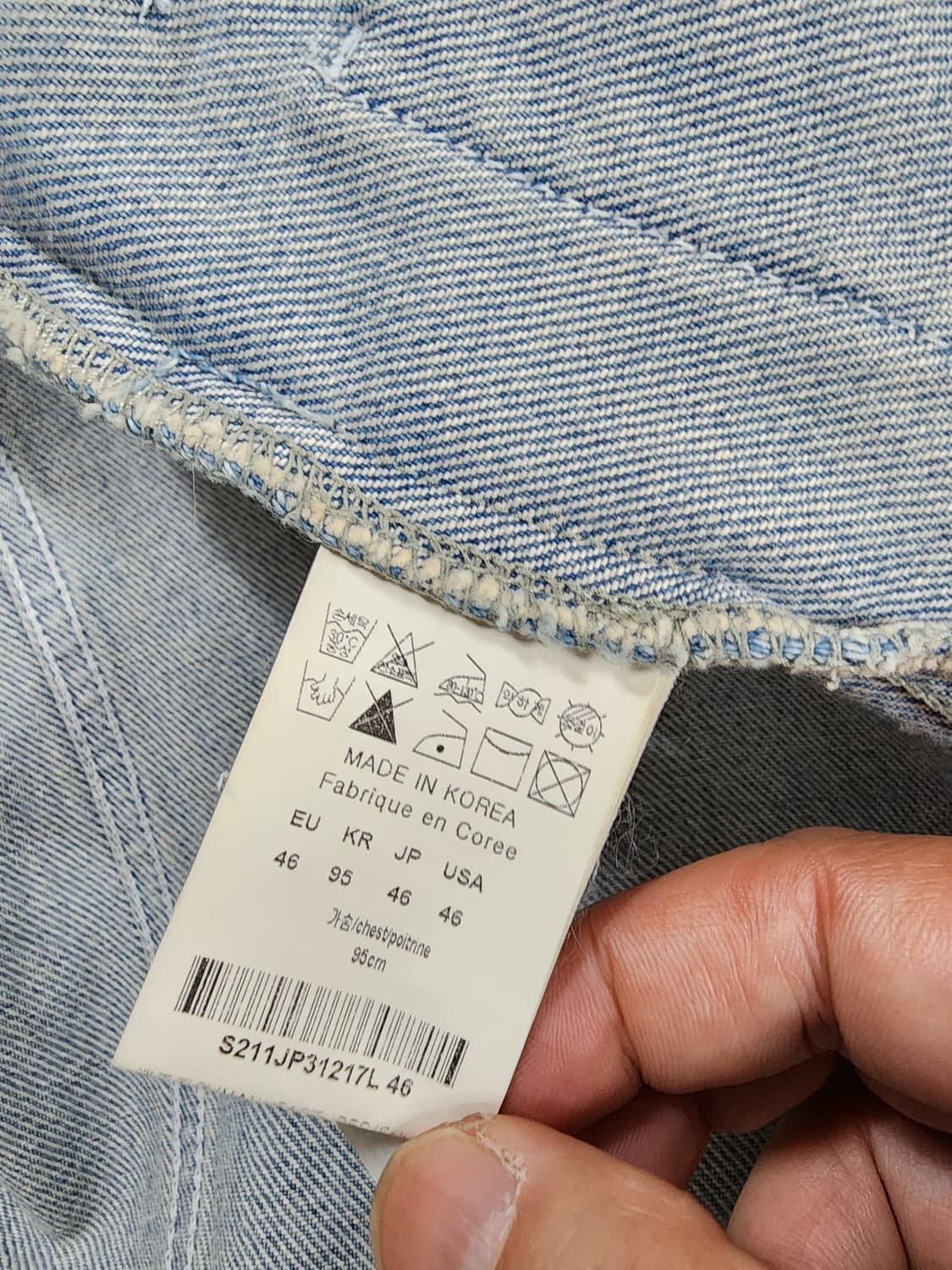 솔리드옴므 하이넥 연청 초어 데님 자켓 46 상품이미지6