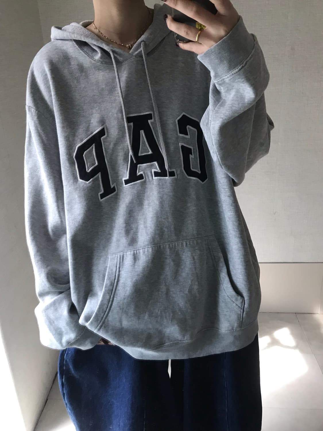 갭 그레이 오버핏 후드티 상품이미지2