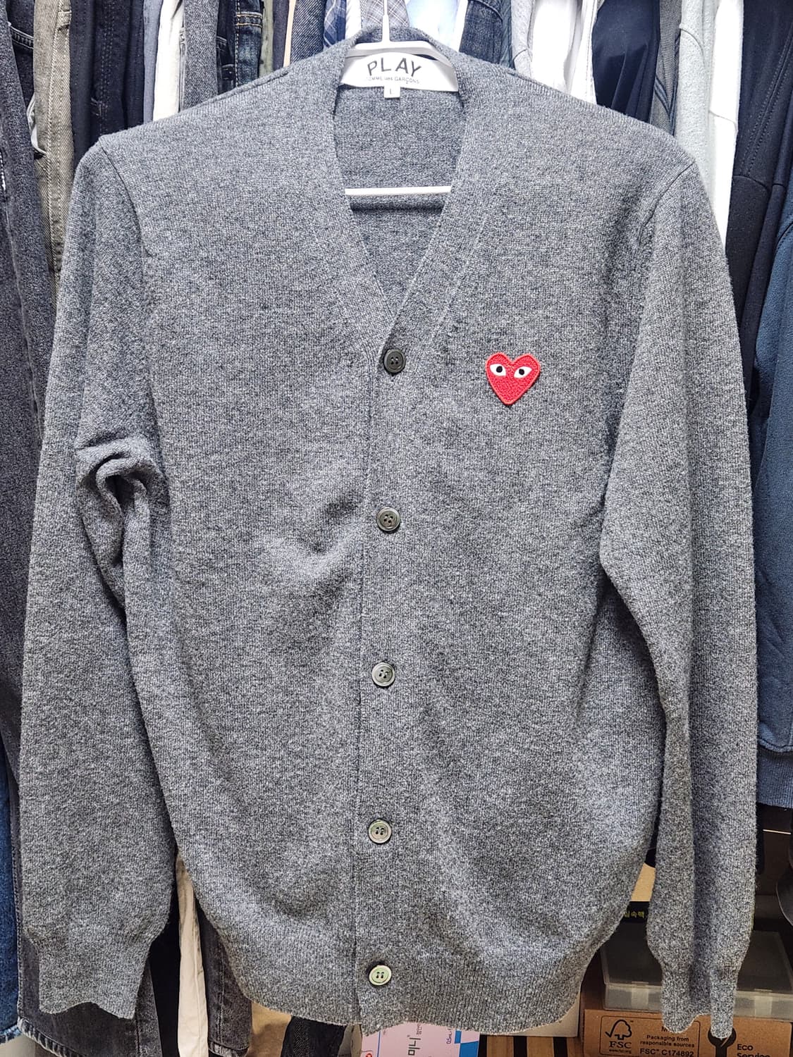 꼼데가르송 가디건 그레이 L 새상품급 상품이미지3