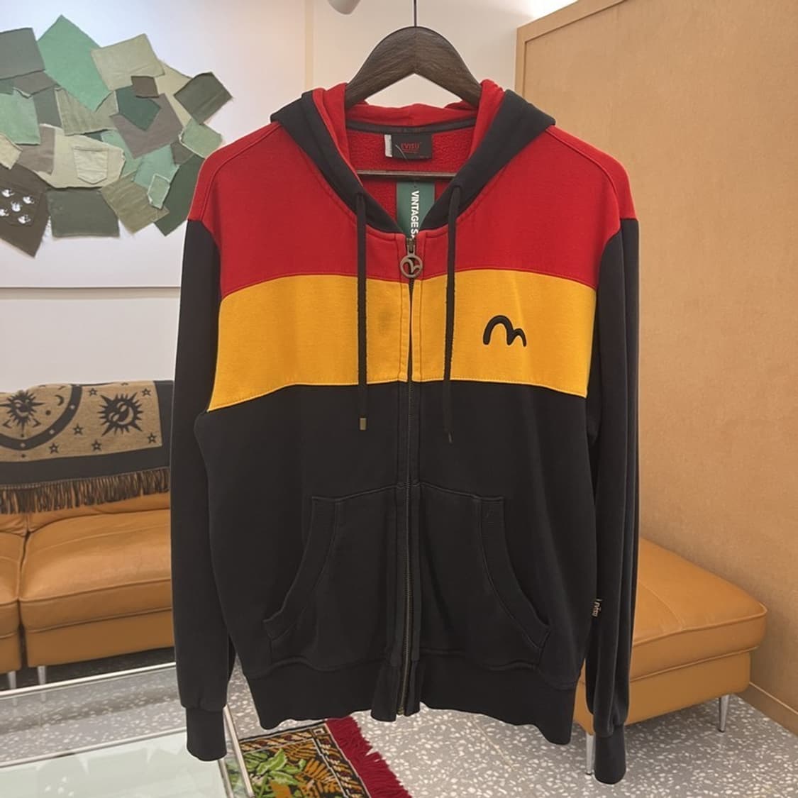 에비수 올드스쿨 삼색 약기모 후드집업 95 C05733 상품이미지3