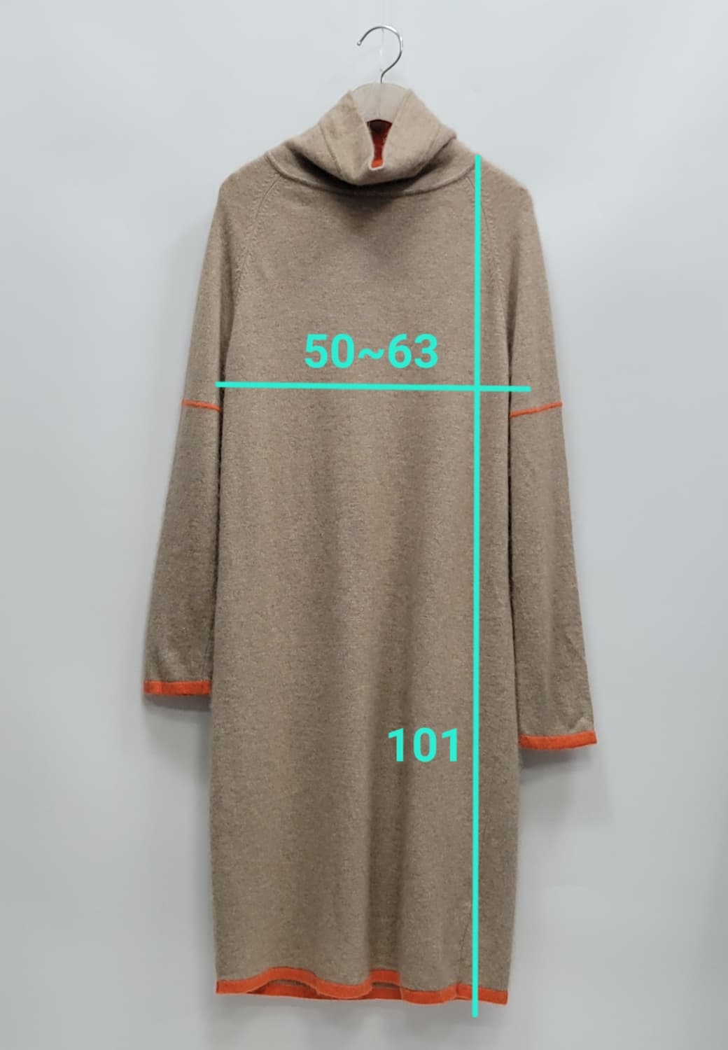 캐시미어 100% 니트 롱 원피스 / 여 L 베이지 상품이미지8