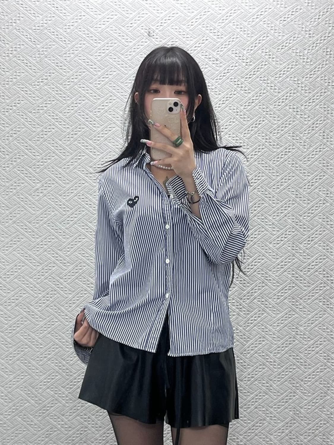 꼼데가르송 캐주얼 키치 하트와펜 스트라이프 셔츠 95 C12594 상품이미지1