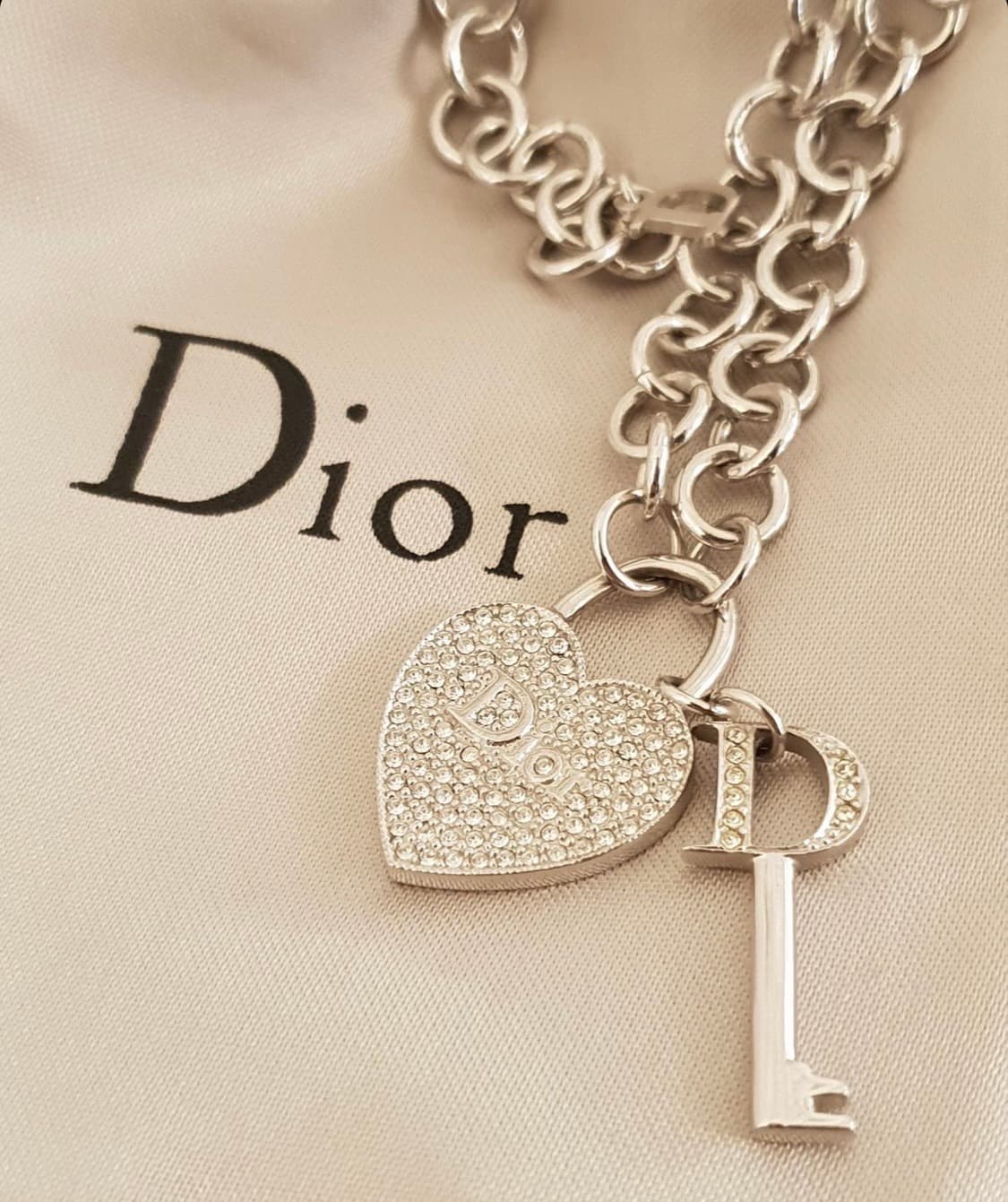 크리스찬 디올 실버 하트 펜던트 자물쇠 목걸이(희귀) 상품이미지1