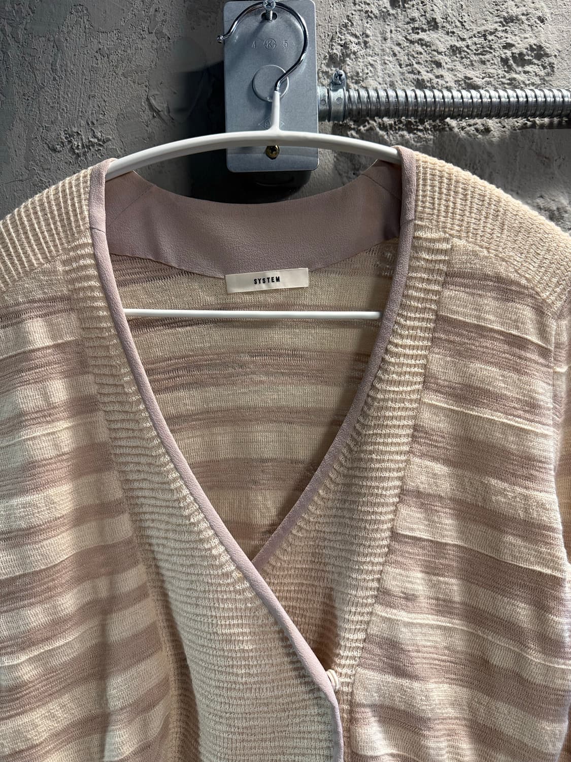 90 시스템 SYSTEM 크롭 니트 가디건 베이지 핑크 상품이미지4