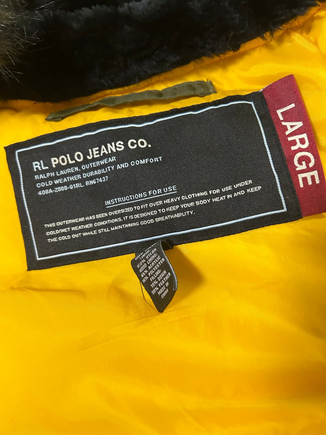 폴로진즈 N3B 패딩 야상 L사이즈 상품이미지5