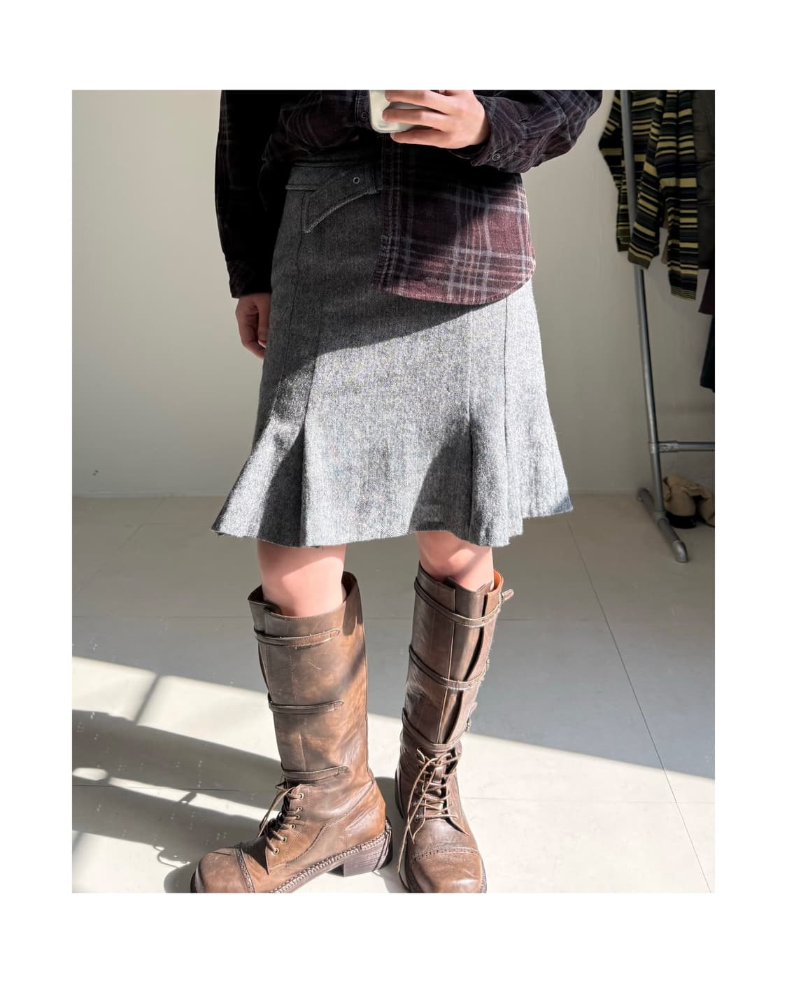 빈티지 벨티드 미디 스커트 상품이미지4