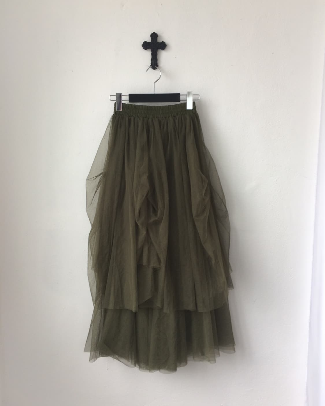 Pin tuck drape point sha long skirt 상품이미지3