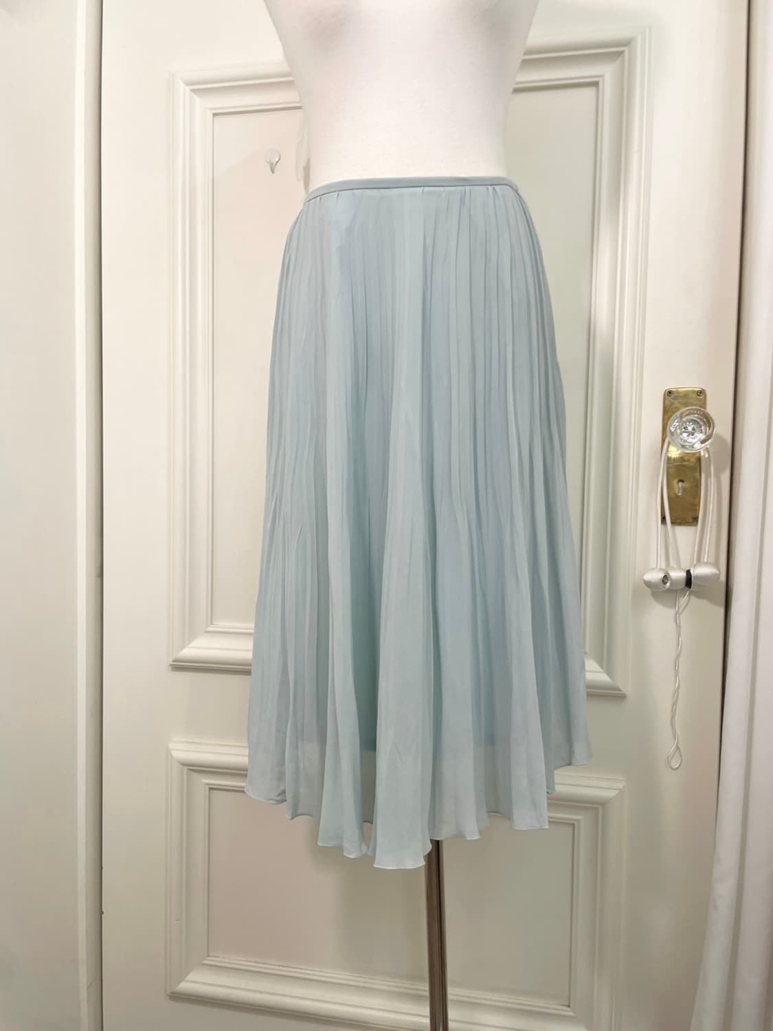 sheer mint pleats pure skirt(size-38) 상품이미지5