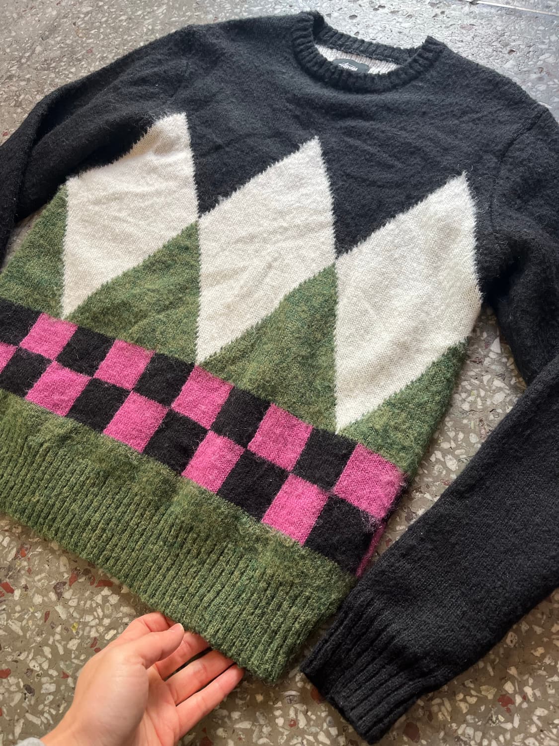 스투시 다이아몬드 체크 모헤어니트 상품이미지6