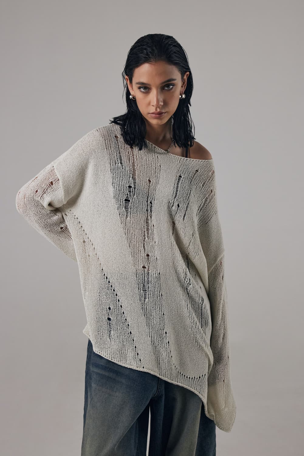 트리밍버드 시스루 니트 아이보리 상품이미지7