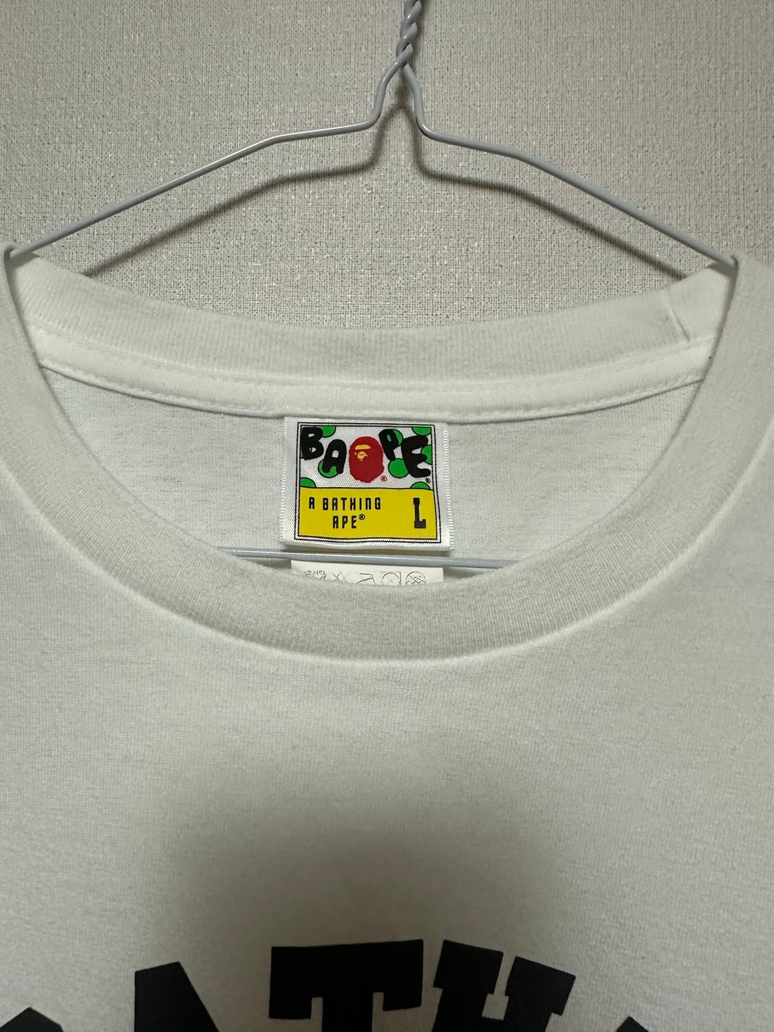 (BAPE) 블루 카모 빅 로고 화이트 반팔 티셔츠 L사이즈 상품이미지3