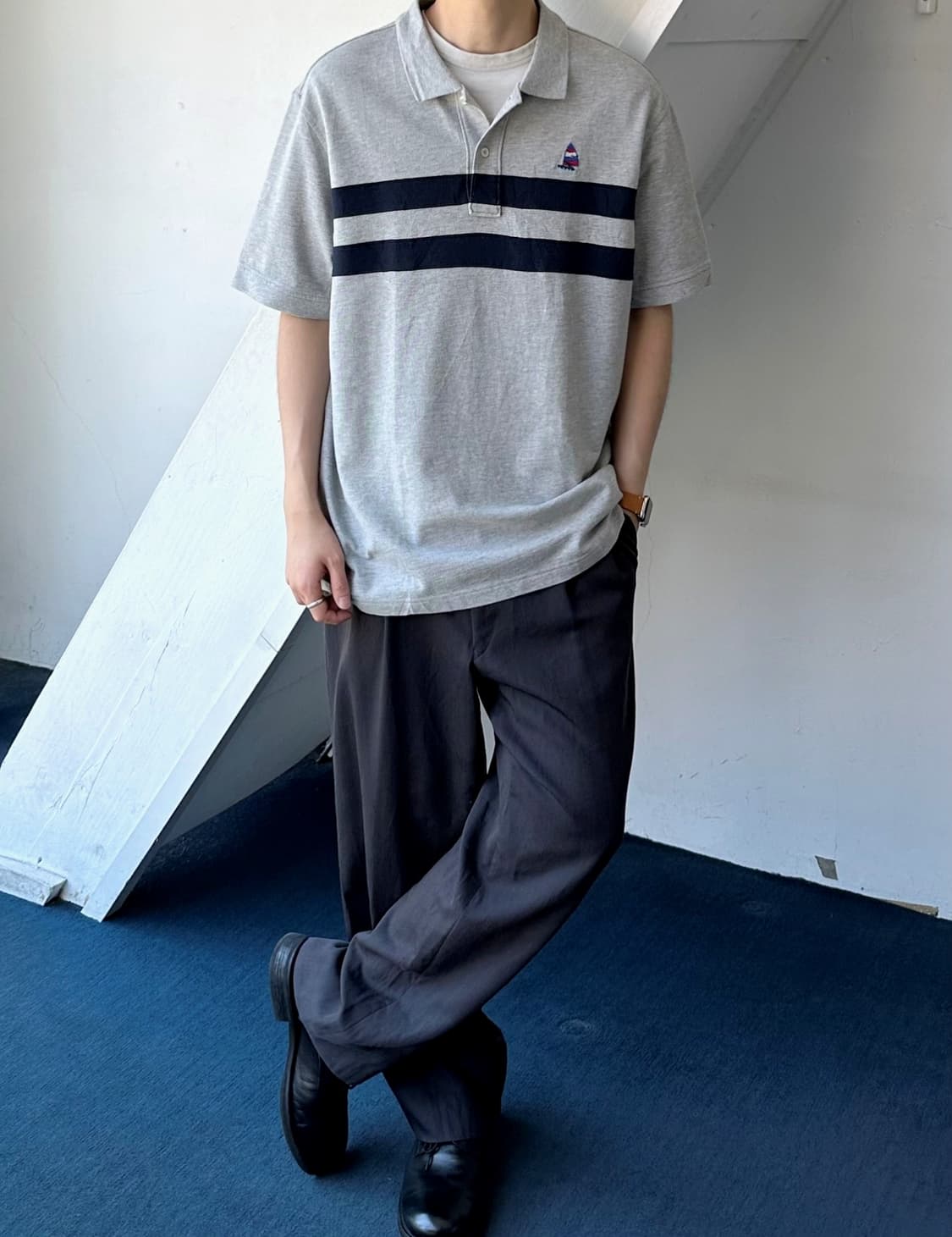 Cotton design patch pique shirt 상품이미지6