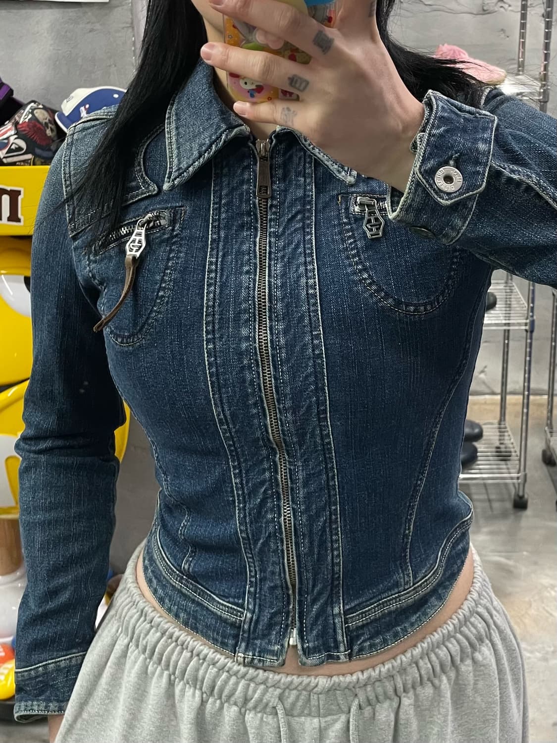 디젤 크롭 데님 바이커 자켓 상품이미지10