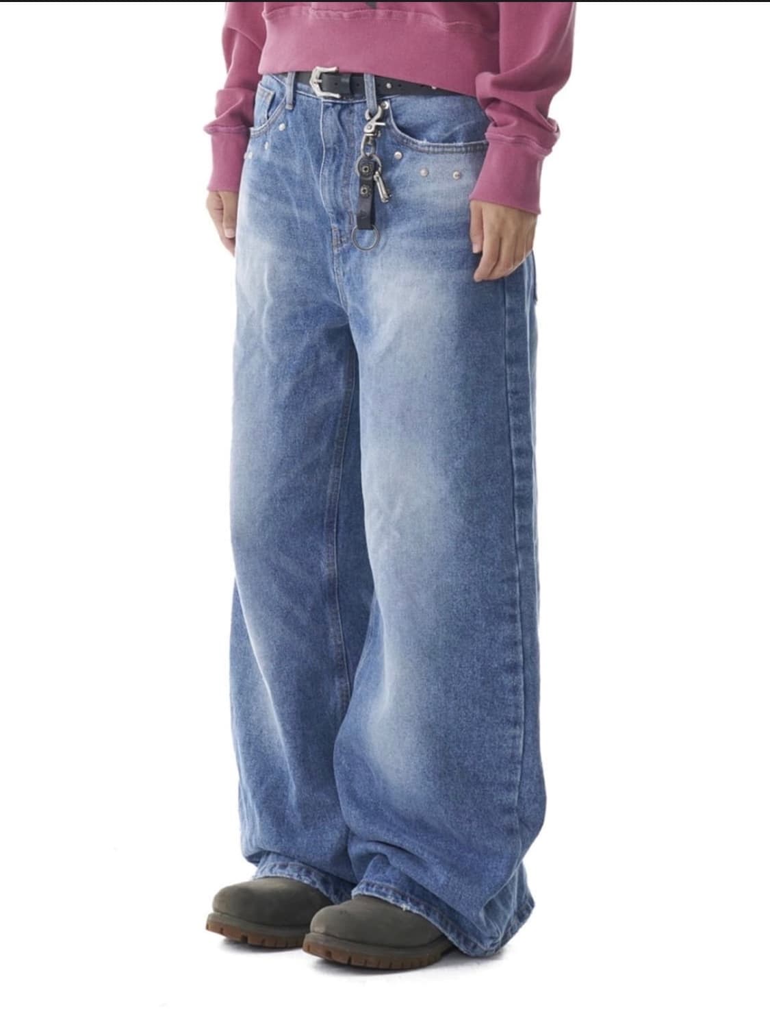 아캄 멀티 스터드 데님 팬츠 블루 상품이미지2