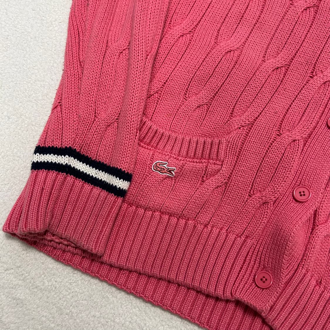 Lacoste pink shawl collar cardigan 상품이미지5