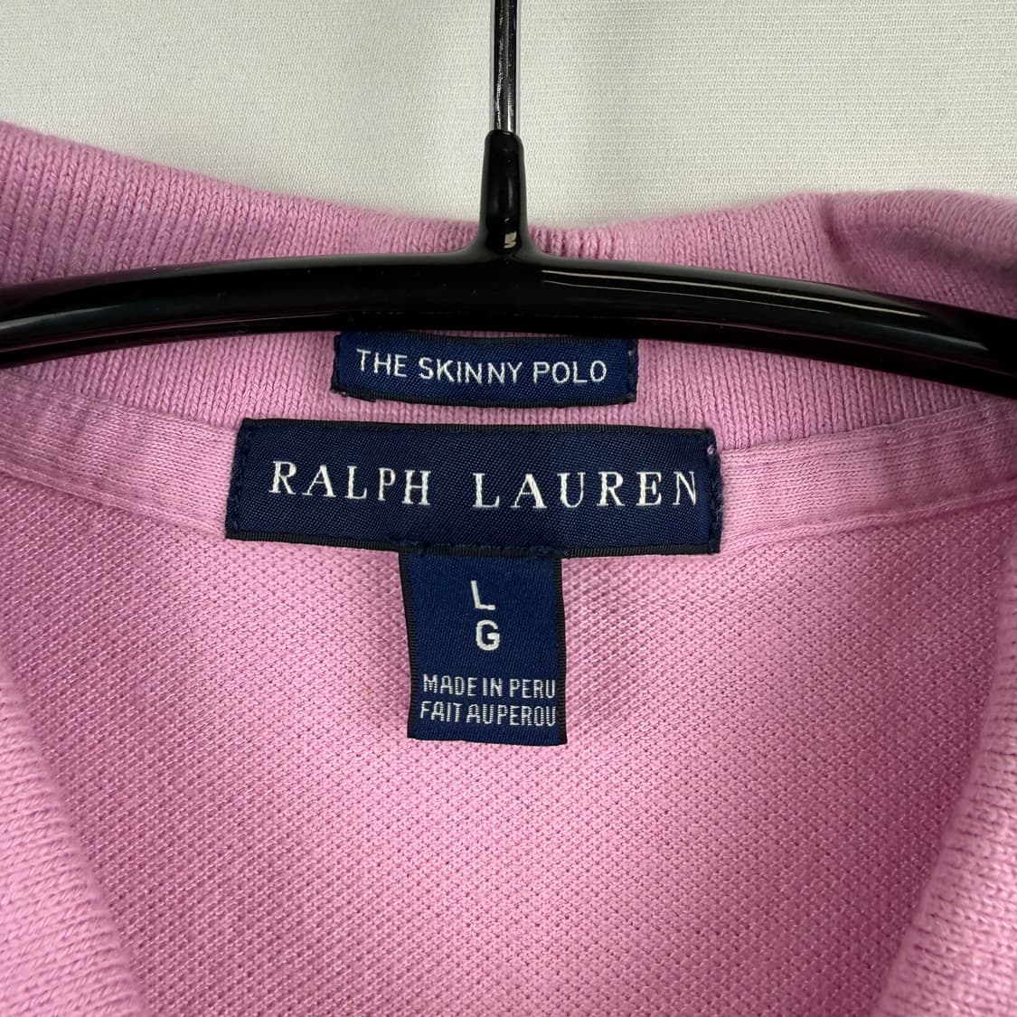 (L) 랄프로렌 우먼스 스키니핏 카라 티 핑크 상품이미지3