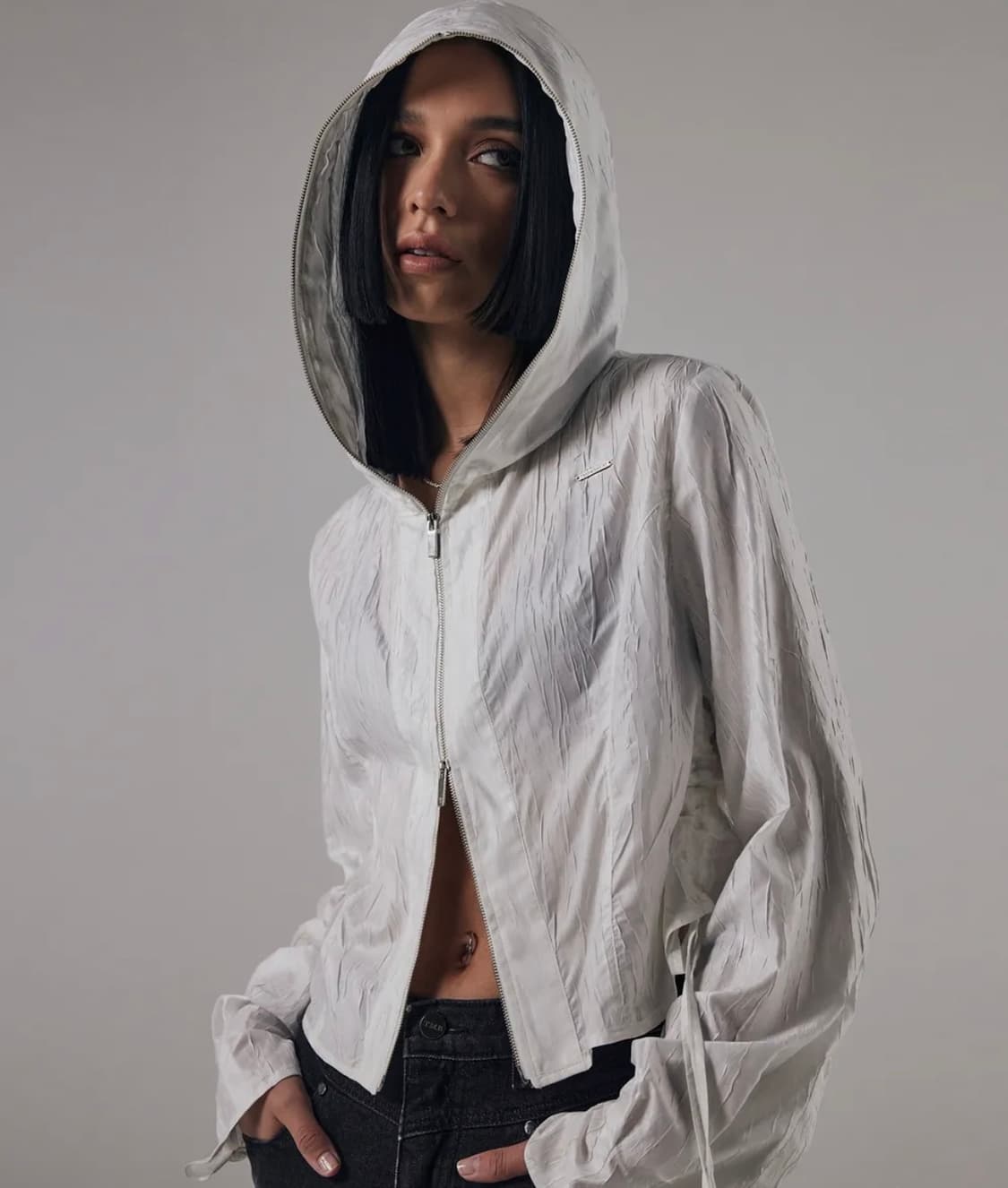 트리밍버드 실키 링클 후드 셔츠 상품이미지1